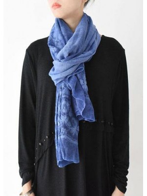 winter women embroidery cotton blended scarf rectangular blue big scarves