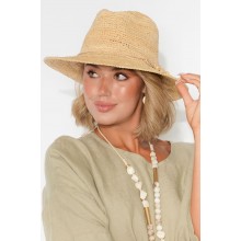 Ash Natural Raffia Fedora